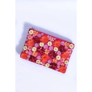 NEW TREASURE JEWELS women's floral beaded clutch bag in pink